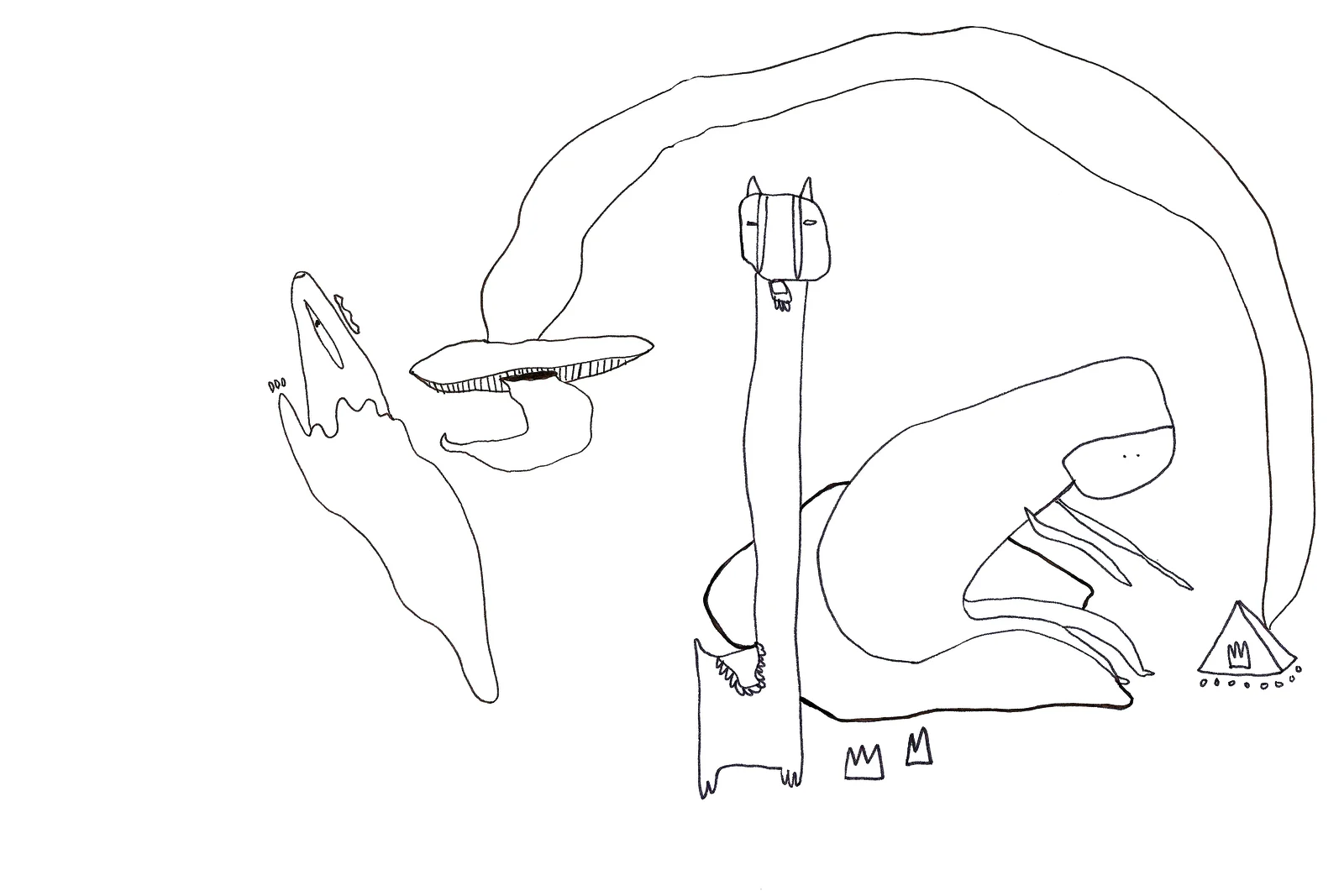 Chroniques de l'errance — figures hybrides à l'encre, anatomies imaginaires. FREDC, 2013.