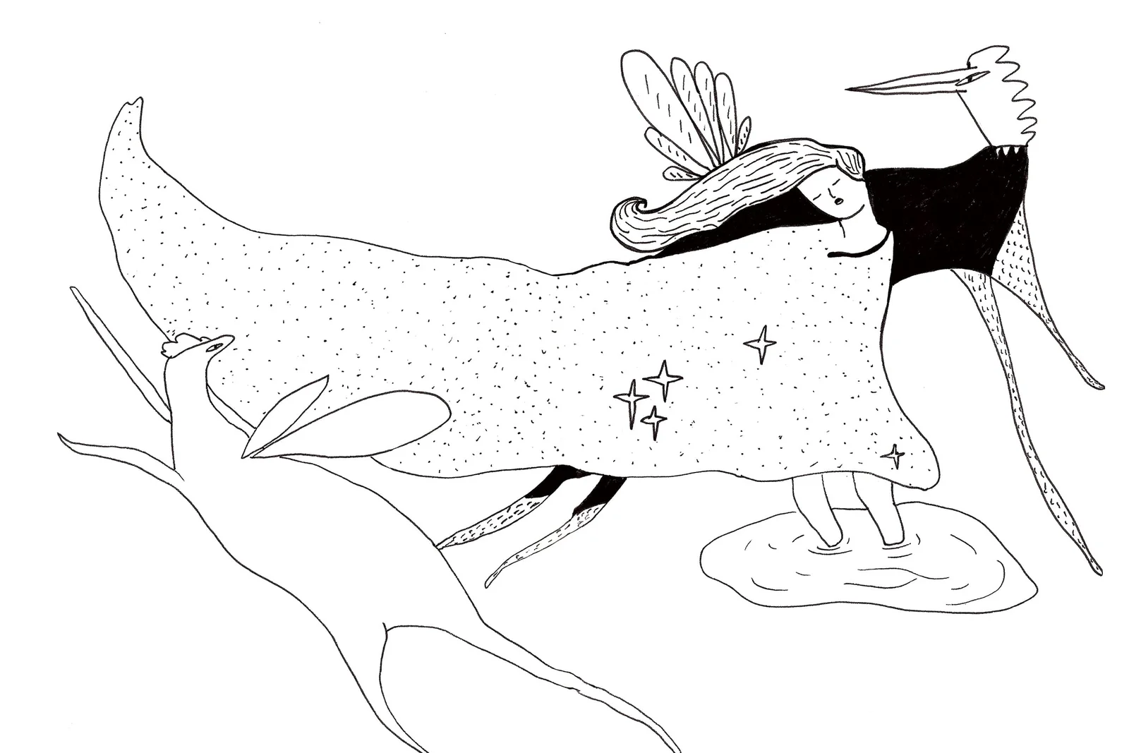 Chroniques de l'errance — bestiaire naissant : créatures dessinées à l'encre, premières figures de la série. FREDC, 2013.