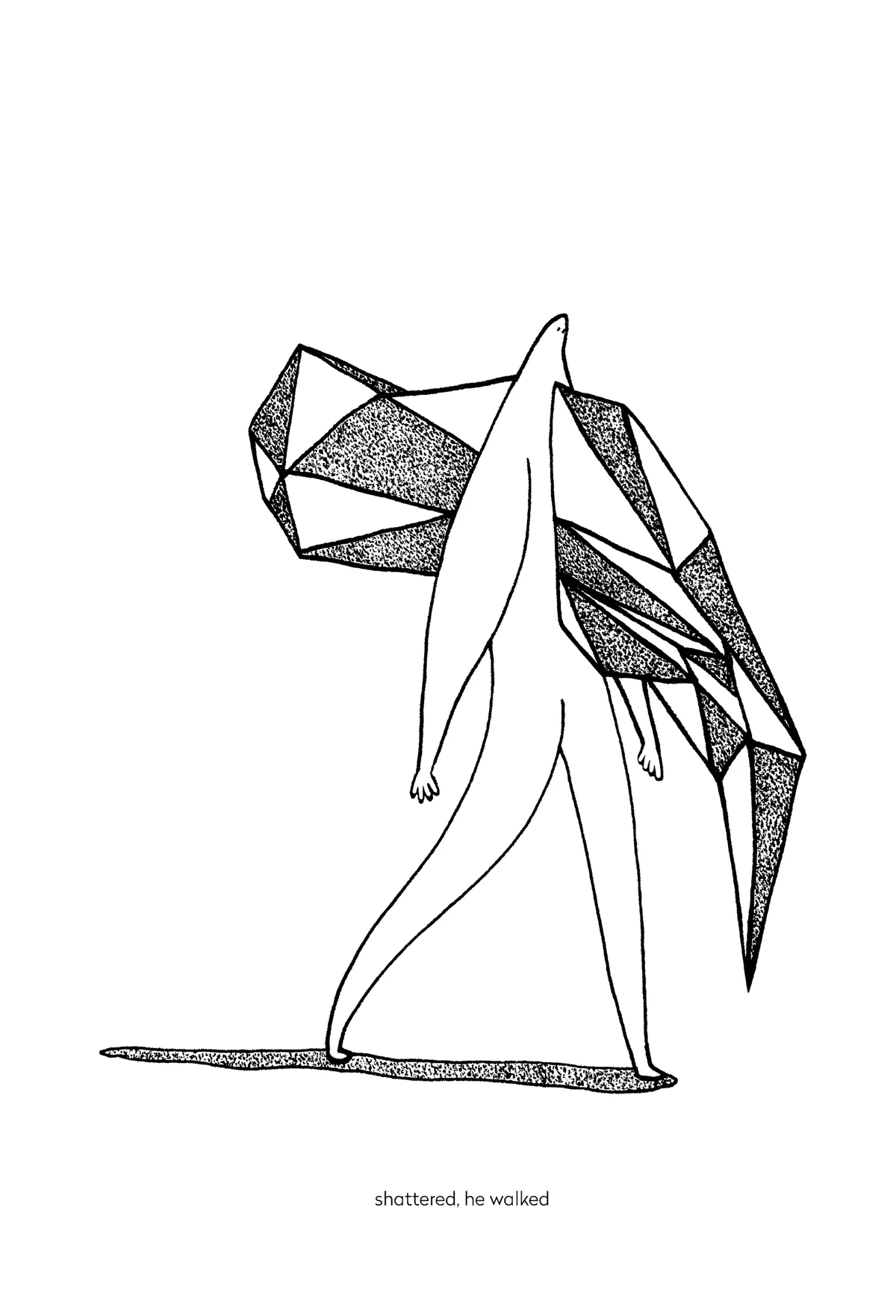 The Traveller II — The One In-Between — Un soi brisé : Dessin à l'encre. Frédéric Cordier (FREDC), 2016.
